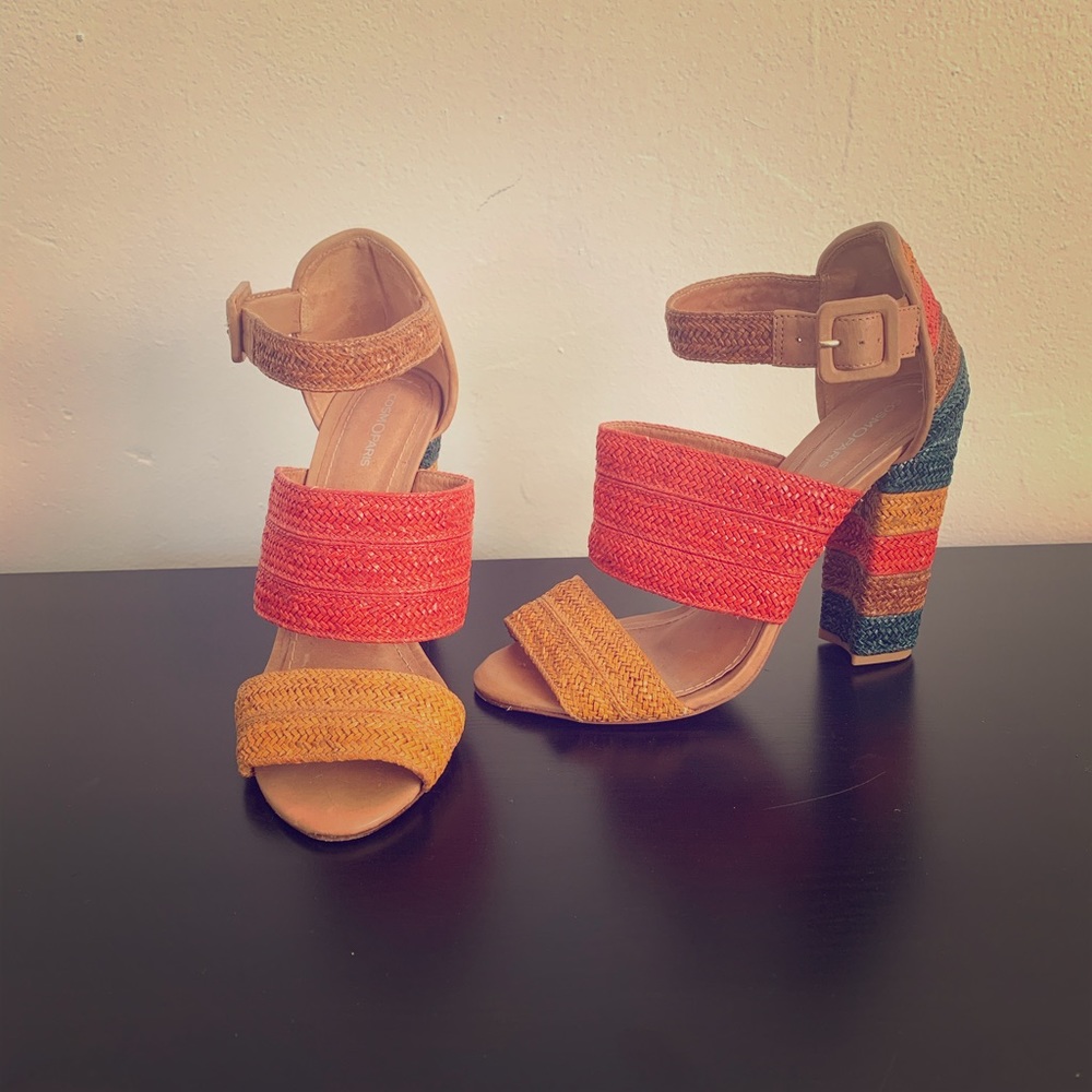 Chunky basket weave heels